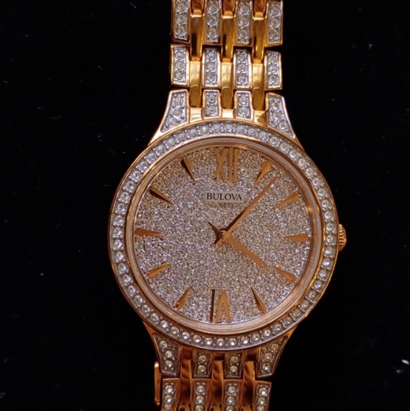 Bulova Phantom Rose Gold Tone Crystal Encrusted Ladies Watch